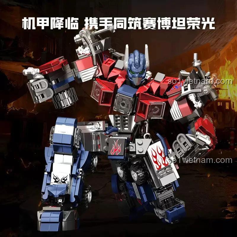 Robot Optimus Prime Thiên Tai Kình Thiên Cơ Giáp Wangao 288038 lắp ráp chi tiết, bộ lắp ghép robot biến hình, 649 mảnh, 4 mẫu lắp được, đồ chơi cho bé trai 6 tuổi