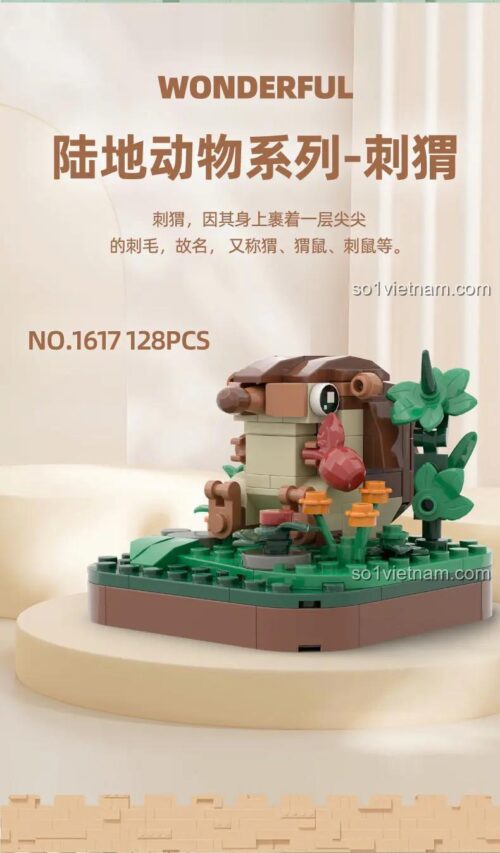 Bộ đồ chơi lắp ghép WANGE 1617 mô hình nhím, 128 chi tiết, thế giới động vật, đồ chơi giáo dục cho bé trai và bé gái