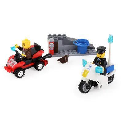 Bộ lắp ghép WANGE 26015 Cảnh sát truy đuổi với xe cảnh sát và xe tội phạm, 2 minifigure, 88 mảnh, đồ chơi giáo dục cho bé trai 6 tuổi