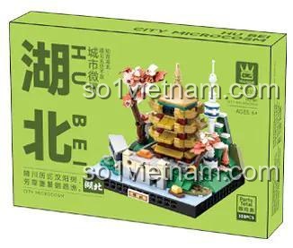 Hộp bộ lắp ghép WANGE 3100 Mô hình kiến trúc Hồ Bắc, đồ chơi xây dựng cho bé trai và bé gái 6 tuổi