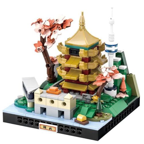 Bộ lắp ghép WANGE 3100 Mô hình kiến trúc Hồ Bắc, Cảnh quan thu nhỏ Hồ Bắc, đồ chơi mô hình giá tốt cho bé 6 tuổi