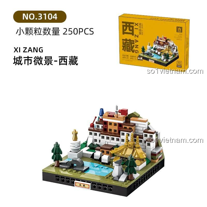 Bộ lắp ghép kiến trúc Tây Tạng WANGE 3104, 250 mảnh, City Microcosm Xi Zang
