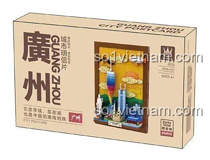 Hộp sản phẩm bộ lắp ghép WANGE 4922 Thành phố Bưu Thiếp Quảng Châu, mô hình kiến trúc, 596 mảnh, độ tuổi 6+