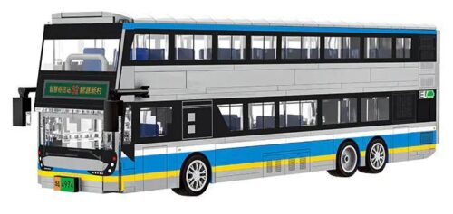 Mô hình xe buýt hai tầng chạy điện WANGE 4974, bộ lắp ráp 491 mảnh, đồ chơi xây dựng cho bé 6 tuổi