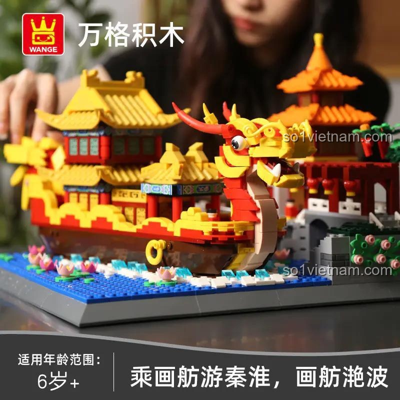 Chi tiết mô hình Thuyền Rồng Du Thuyền Sông Hoài WANGE 6232
