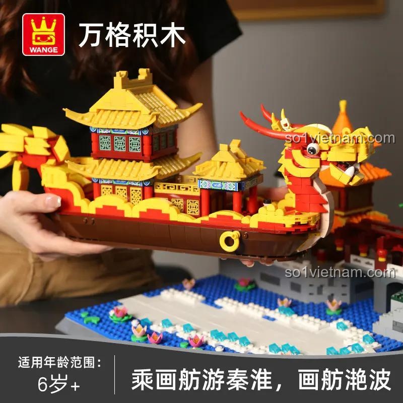 Chi tiết mô hình Thuyền Rồng Du Thuyền Sông Hoài WANGE 6232