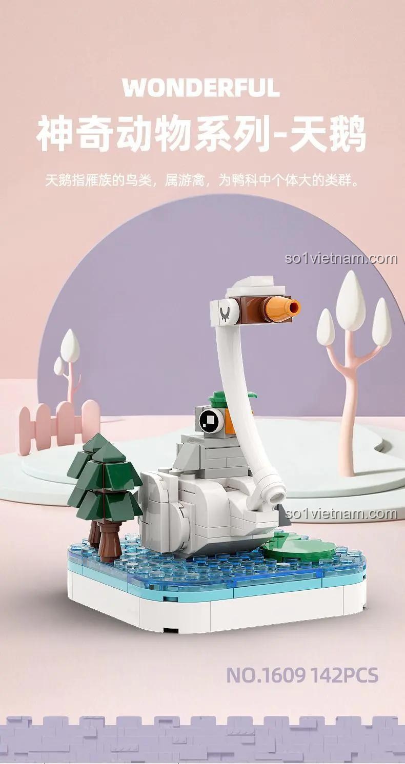 hộp đồ chơi mô hình Thiên Nga LIGAO 1609, bộ xếp hình động vật WANGE, đồ chơi sáng tạo cho bé 6 tuổi, chất lượng cao