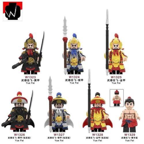 Bộ đồ chơi figure Yue Fei Wange W1324, figure nhân vật lịch sử Trung Hoa, 7 nhân vật với trang phục và vũ khí đa dạng, phù hợp cho bé trai 14 tuổi