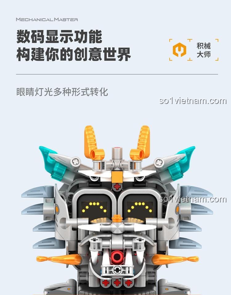 Robot khủng long phun khói điều khiển từ xa 3in1 万致IM.Master/启辉玩具QIHUI 8054 - Mẫu C, đồ chơi lắp ráp công nghệ cao cho bé trai 8 tuổi, có đèn LED, âm thanh, lập trình được, kết nối điện thoại, động cơ pin có sẵn, tần số 2.4GHz, 775 chi tiết, giá tốt