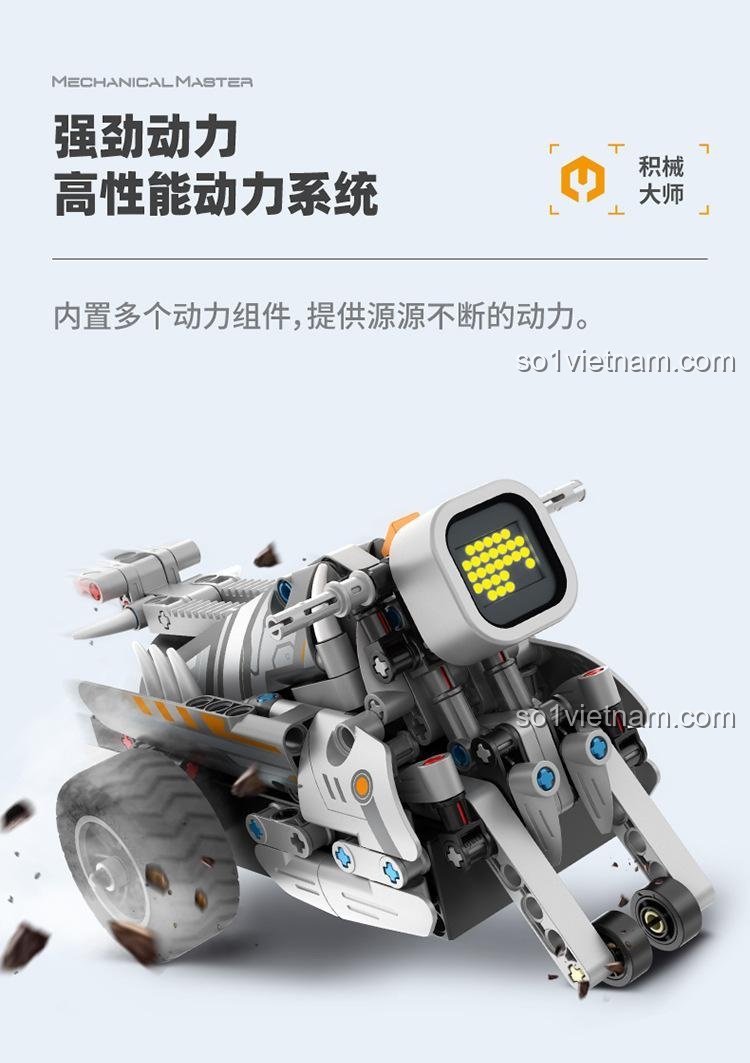 Lập trình cho Robot khủng long phun khói 3in1 万致IM.Master/启辉玩具QIHUI 8054, đồ chơi lắp ráp công nghệ cao cho bé trai 8 tuổi, có đèn LED, âm thanh, lập trình được, kết nối điện thoại, động cơ pin có sẵn, tần số 2.4GHz, 775 chi tiết, giá tốt