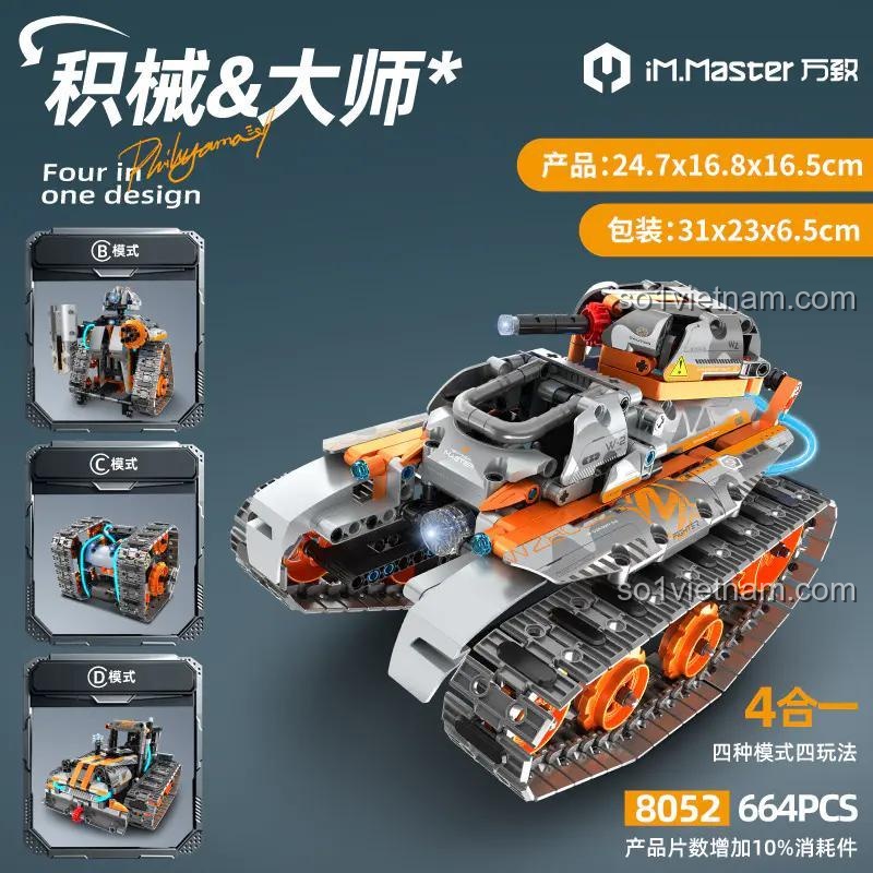 Các chế độ lắp ráp của bộ đồ chơi Robot 4 trong 1 điều khiển từ xa 万致IM.Master 8052