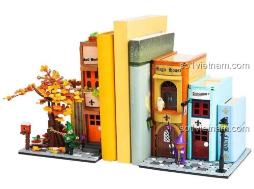 Đồ chơi mô hình Book Nook Hẻm Xéo 66009 dùng để chặn sách, món quà sáng tạo giá tốt cho các fan Harry Potter.