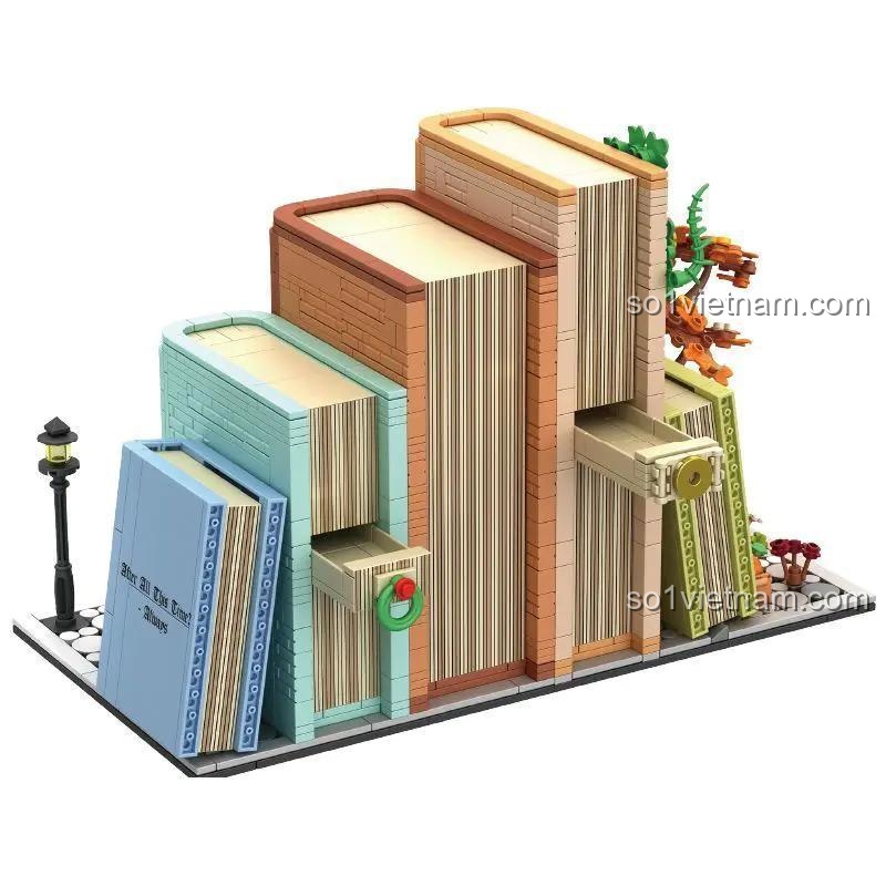 Mặt sau của bộ lắp ghép Mô hình Hẻm Xéo 66009 với các ngăn kéo bí mật, tăng thêm phần thú vị.