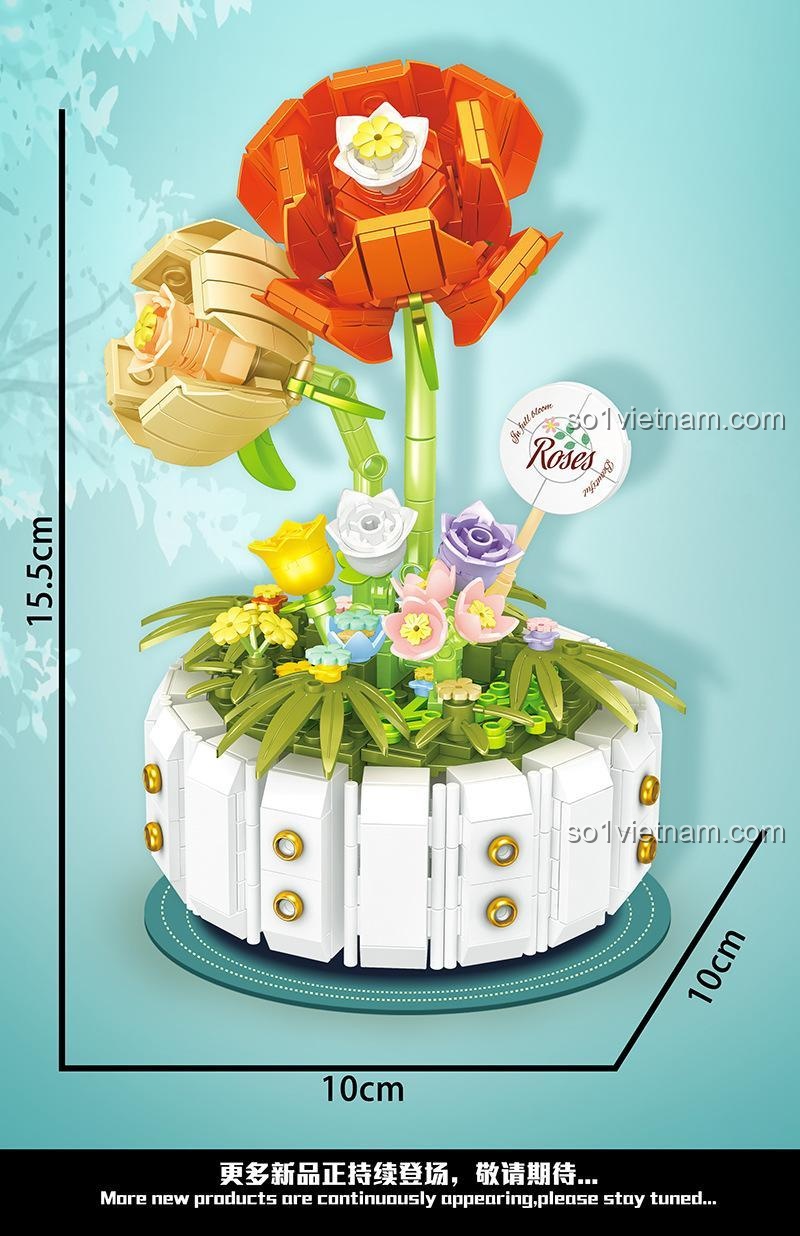 Bộ Lắp Ghép Hoa Hồng 唯乐创想 2141 - Chi tiết hoa hồng nhỏ