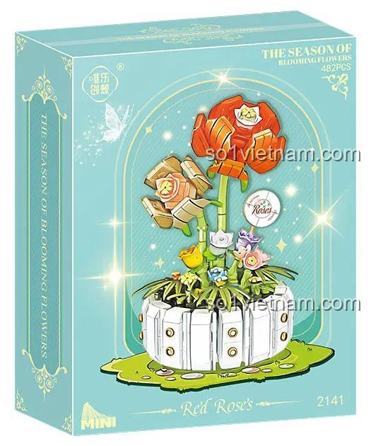 Bộ Lắp Ghép Hoa Hồng 唯乐创想 2141 - Hộp sản phẩm cạnh bên