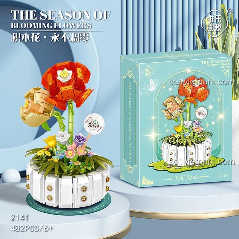 Bộ Lắp Ghép Hoa Hồng 唯乐创想 2141 - Hộp và mô hình