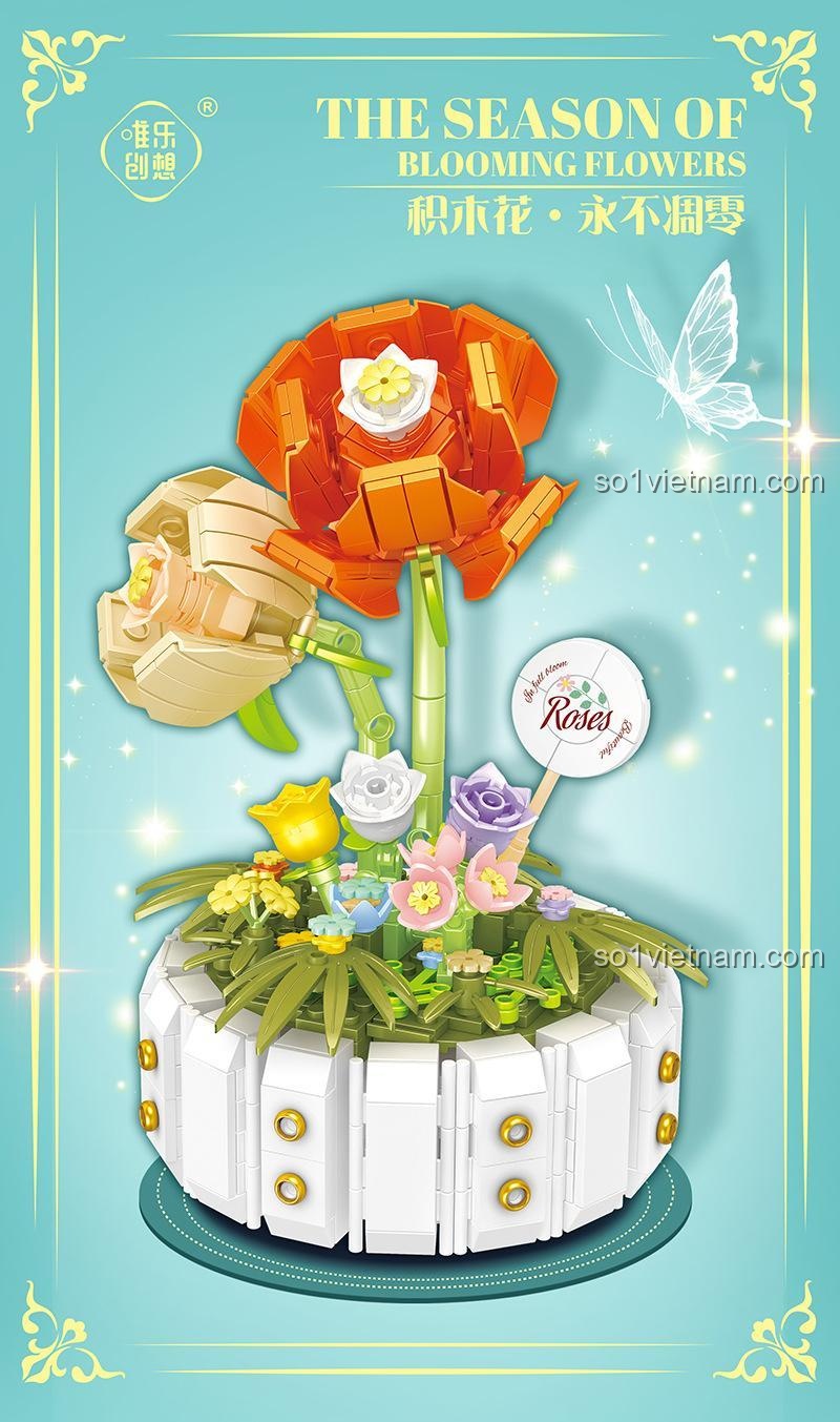 Bộ Lắp Ghép Hoa Hồng 唯乐创想 2141 - Mô hình tổng thể