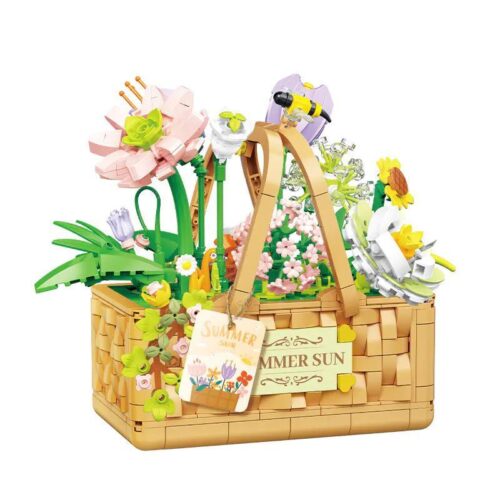 Bộ lắp ghép Giỏ Hoa Nắng Hè Weile Creative 2076 hoàn thiện, một mô hình trang trí tinh xảo với 1168 mảnh ghép mini, phù hợp cho con gái từ 6 tuổi.