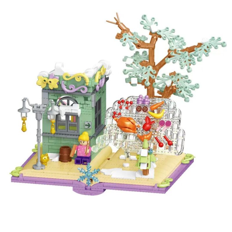 bộ lắp ghép Sách cổ tích lắp ghép, mô hình sách mở ra cảnh quan, cô bé minifigure, cây thông tuyết, đèn đường, cho bé gái 6 tuổi, giá tốt.