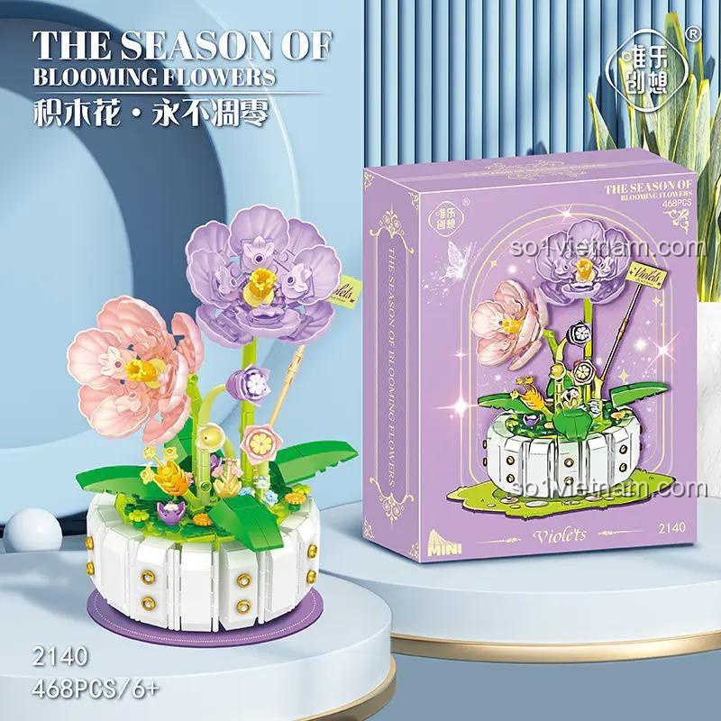 Hộp Chậu Lan Tím 468 mảnh, đồ chơi lắp ghép hoa lan tím, bộ đồ chơi hoa lan tím, đồ chơi trang trí nhà cửa, đồ chơi sáng tạo cho bé gái 6 tuổi, bộ lắp ráp hoa lan tím 唯乐创想 2140