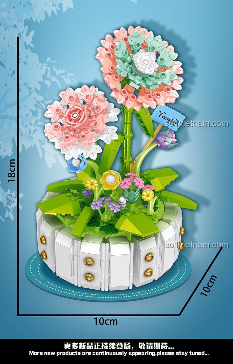 Kích thước chậu hoa cẩm chướng lắp ráp 唯乐创想 2143