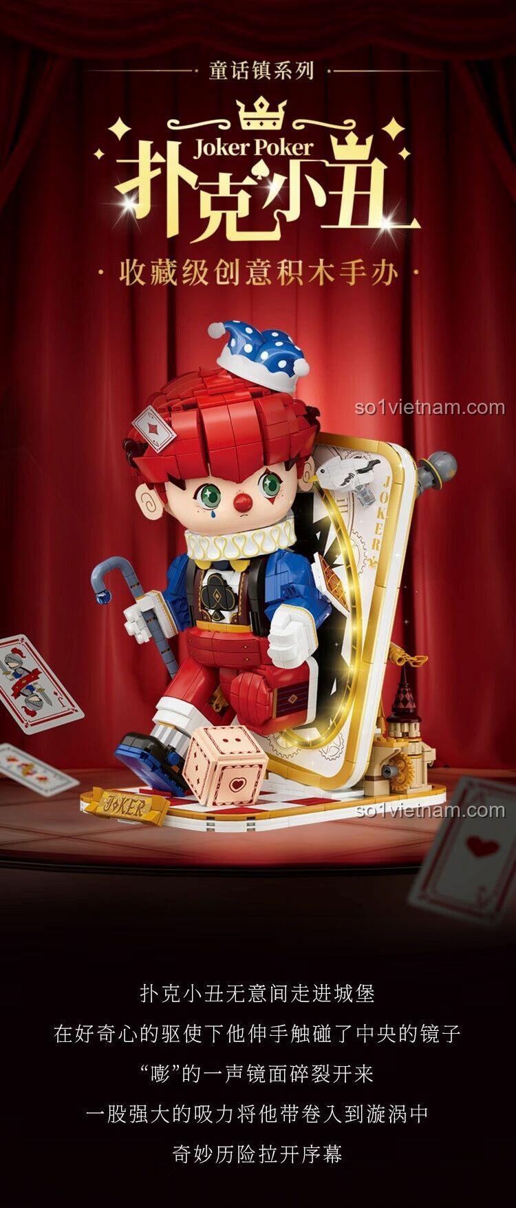 Mô hình chú hề Joker Poker Wekki 506187 với các lá bài, đồ chơi sáng tạo cho bé 8 tuổi