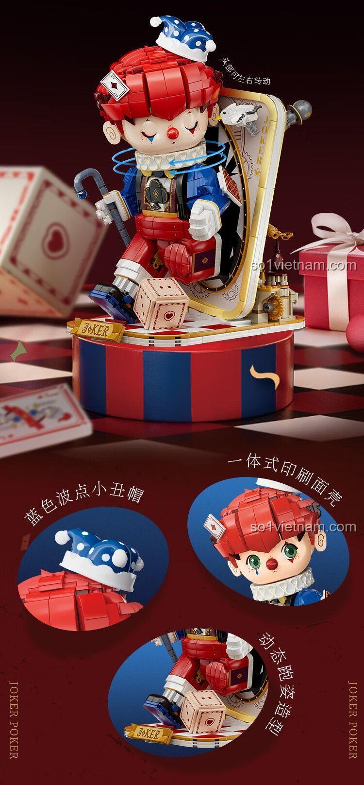 Mô hình chú hề Joker Poker Wekki 506187 với xúc xắc, đồ chơi giáo dục cho bé 8 tuổi