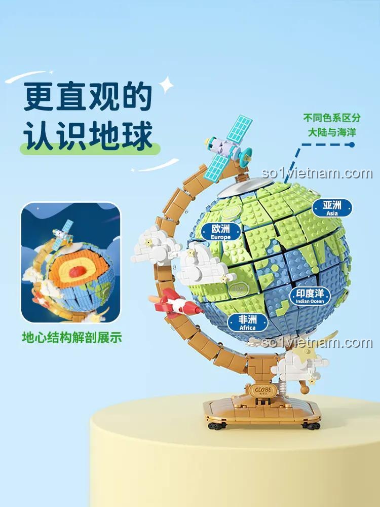 Mô hình Trái Đất Wekki 506501 phân biệt lục địa và đại dương