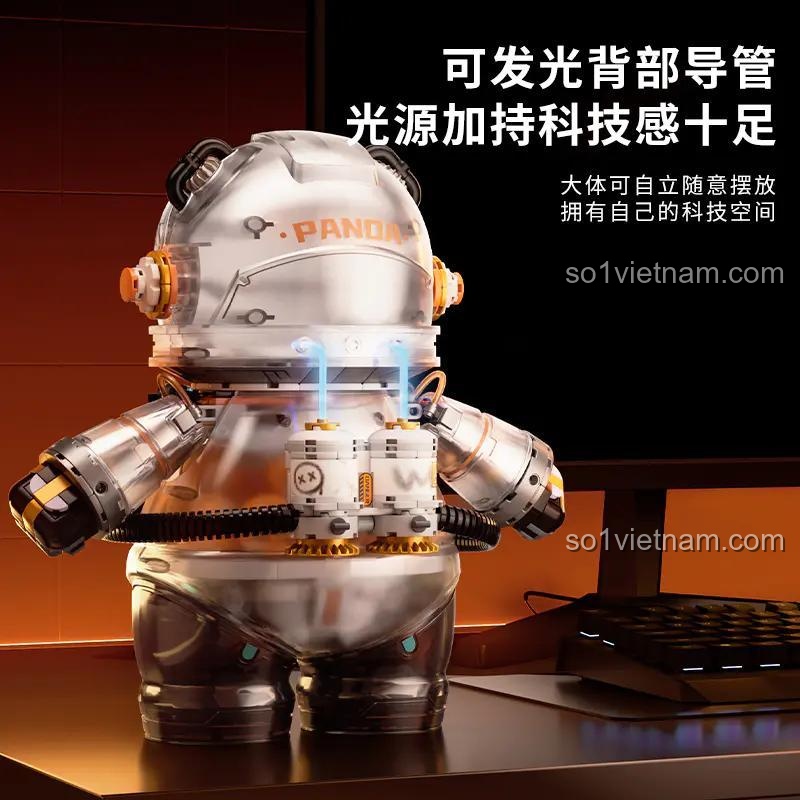 Gấu Trúc Phi Hành Gia Wekki 506508 có ống dẫn năng lượng phát sáng ở lưng, đồ chơi robot cho bé