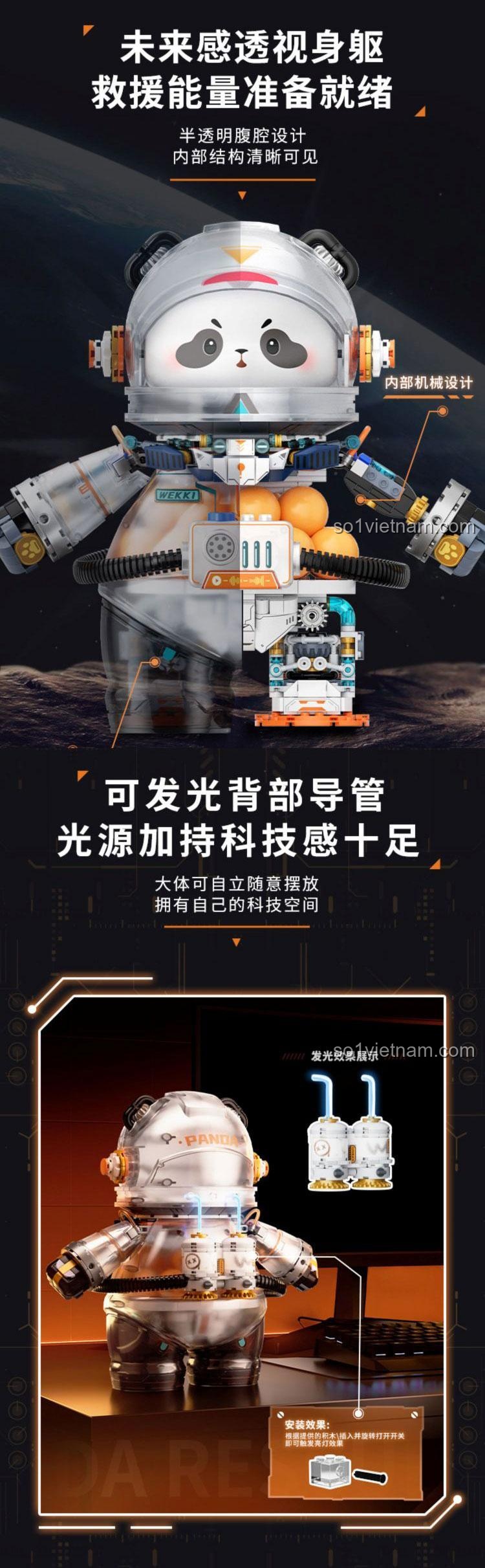 Gấu Trúc Phi Hành Gia Wekki 506508 mô phỏng mũ bảo hiểm phi hành gia