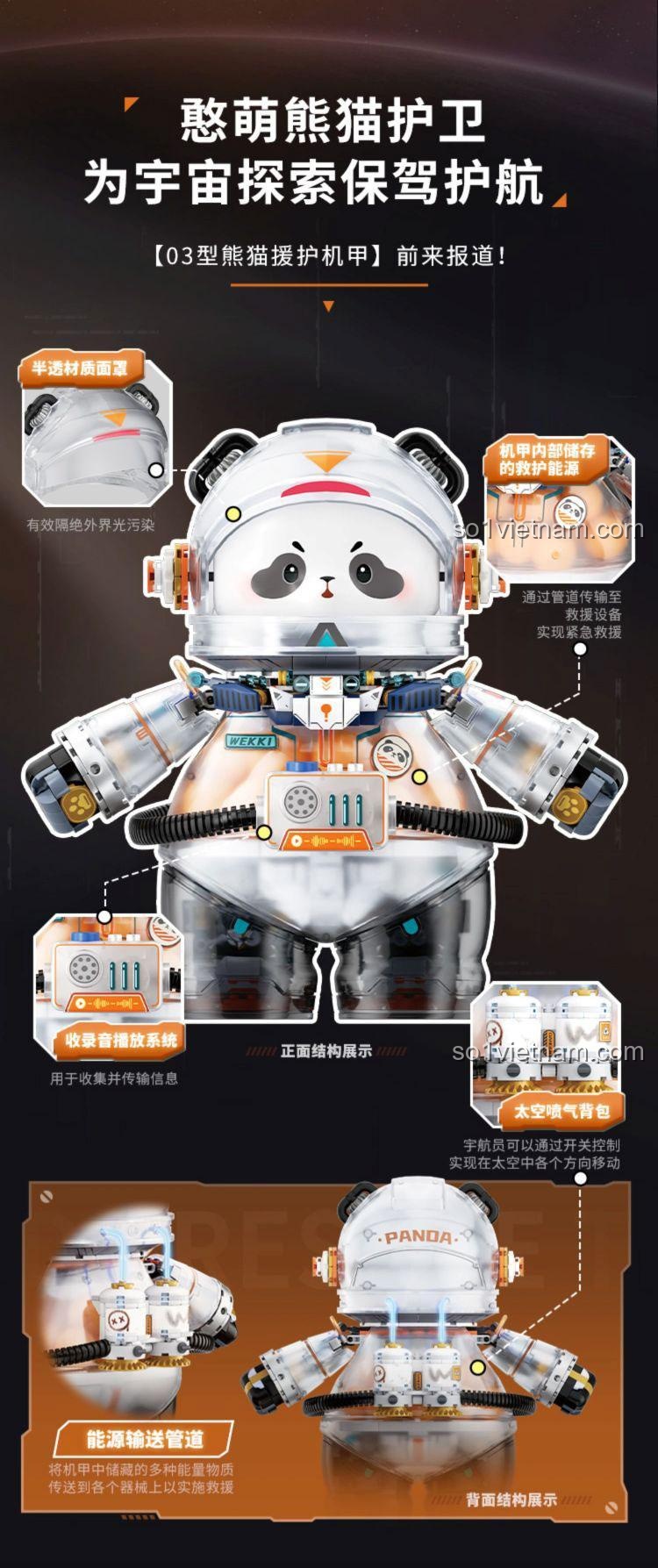 Thông tin sản phẩm Gấu Trúc Phi Hành Gia Wekki 506508