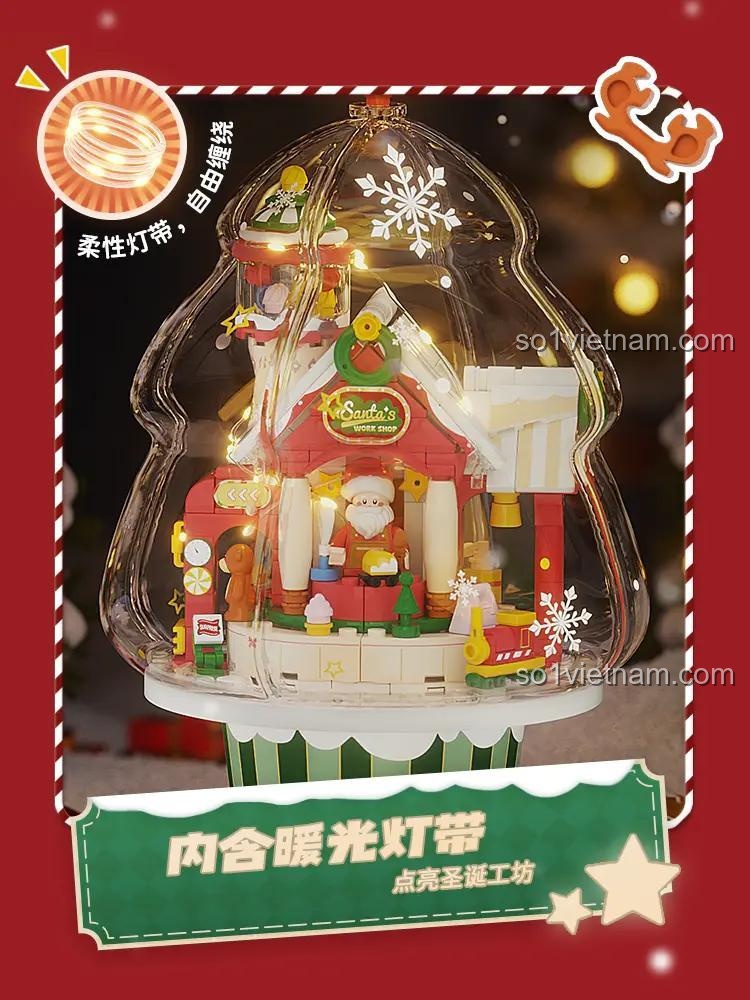 Hộp nhạc Giáng Sinh Santa's Factory Wekki 516157 - Đèn LED lung linh