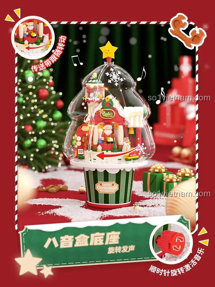 Hộp nhạc Giáng Sinh Santa's Factory Wekki 516157 - Hộp nhạc xoay phát nhạc
