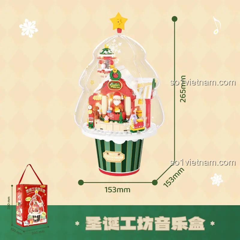 Hộp nhạc Giáng Sinh Santa's Factory Wekki 516157 - Mô hình chi tiết và kích thước
