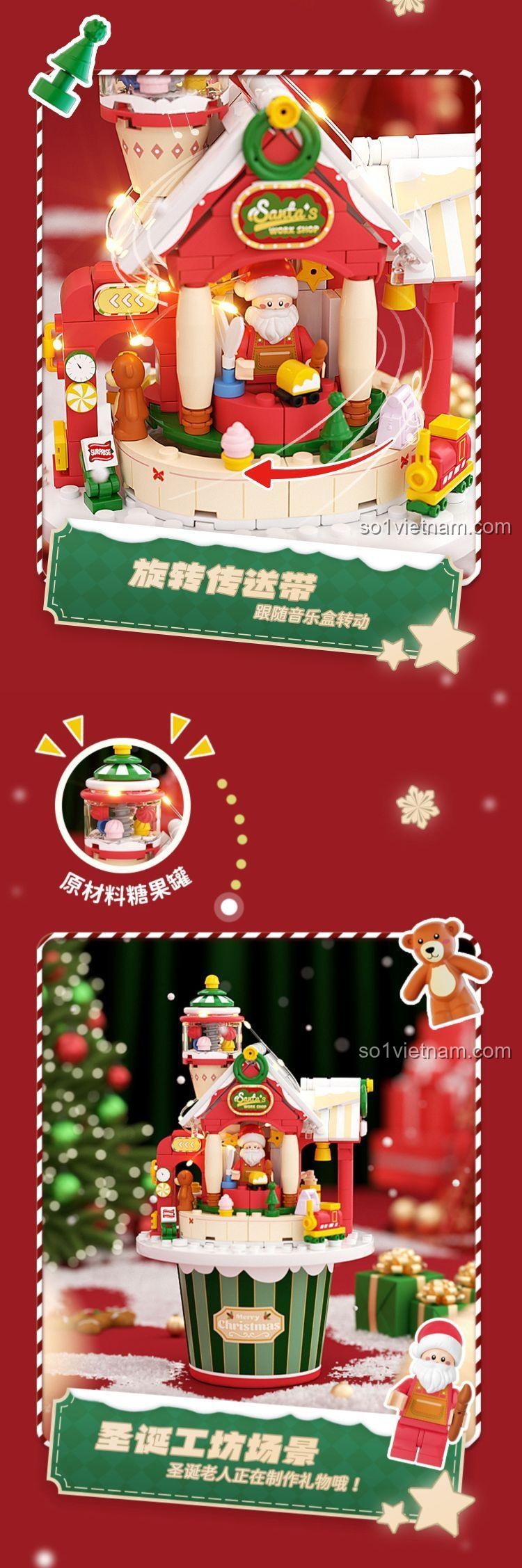 Hộp nhạc Giáng Sinh Santa's Factory Wekki 516157 - Mô hình và Ông Già Noel