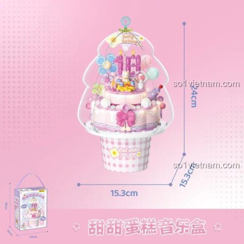 Wekki 516158 đồ chơi mô hình Bánh kem phát nhạc, mô hình bánh sinh nhật có kích thước rõ ràng, quà sinh nhật cho con gái 6 tuổi