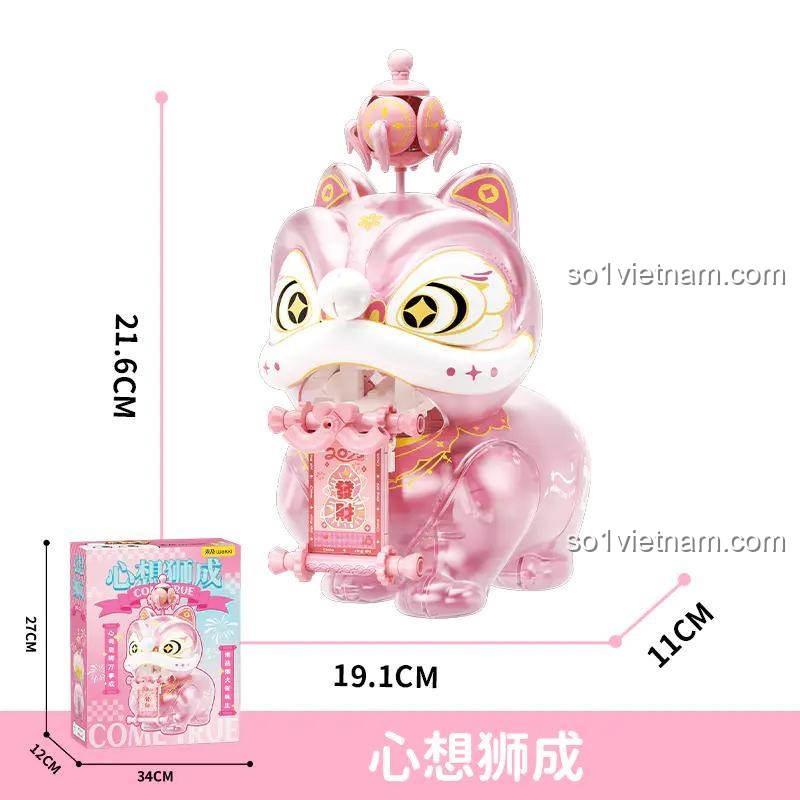 Kích thước hộp và mô hình Bộ Lắp Ghép Sư Tử Trung Hoa Wekki 516162