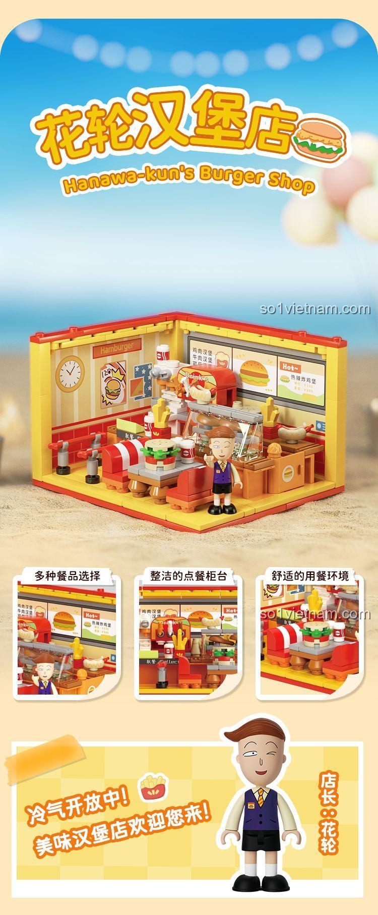 Mô hình chi tiết Wekki 516418 Maruo-kun's Ramen Shop, đồ chơi xếp hình cho bé 6 tuổi