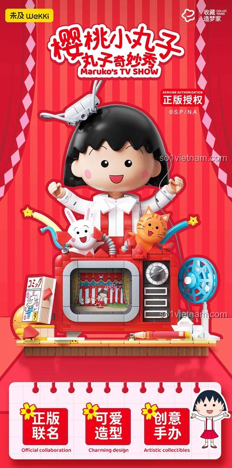 Bộ lắp ghép Wekki 516421 Chibi Maruko-chan: Chương Trình Kỳ Diệu Của Maruko, mô hình TV cổ điển với Maruko và bạn bè, đồ chơi mô hình cho bé gái 8 tuổi, giá tốt