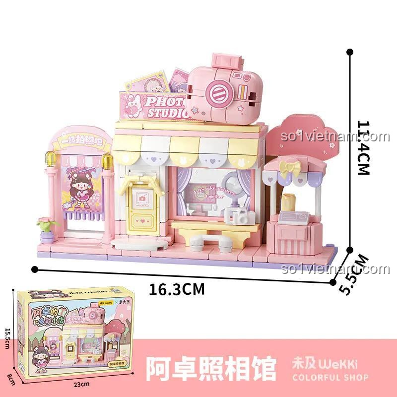Bộ xếp hình 未及Wekki 516501 Tiệm Chụp Ảnh Đa Sắc Của A Zhuo, đồ chơi lắp ghép cho bé gái 8 tuổi, tiệm ảnh dễ thương, thiết kế mô phỏng tiệm chụp ảnh thu nhỏ, giá tốt