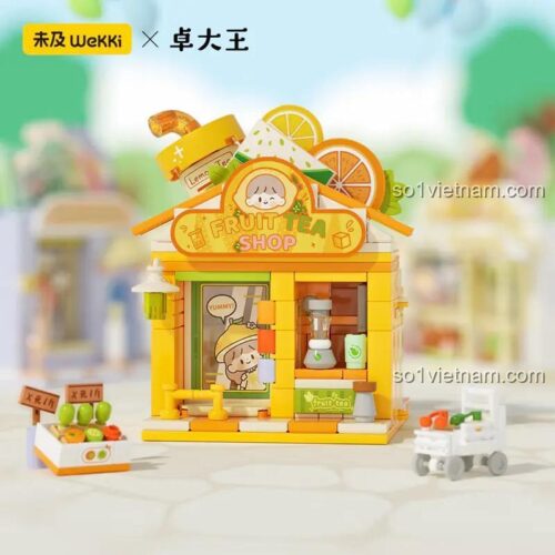 Bộ Lắp Ghép Cửa Hàng Trà Trái Cây "A Zhuo" 未及Wekki 516502 - Mô hình cửa hàng chi tiết, màu sắc tươi sáng