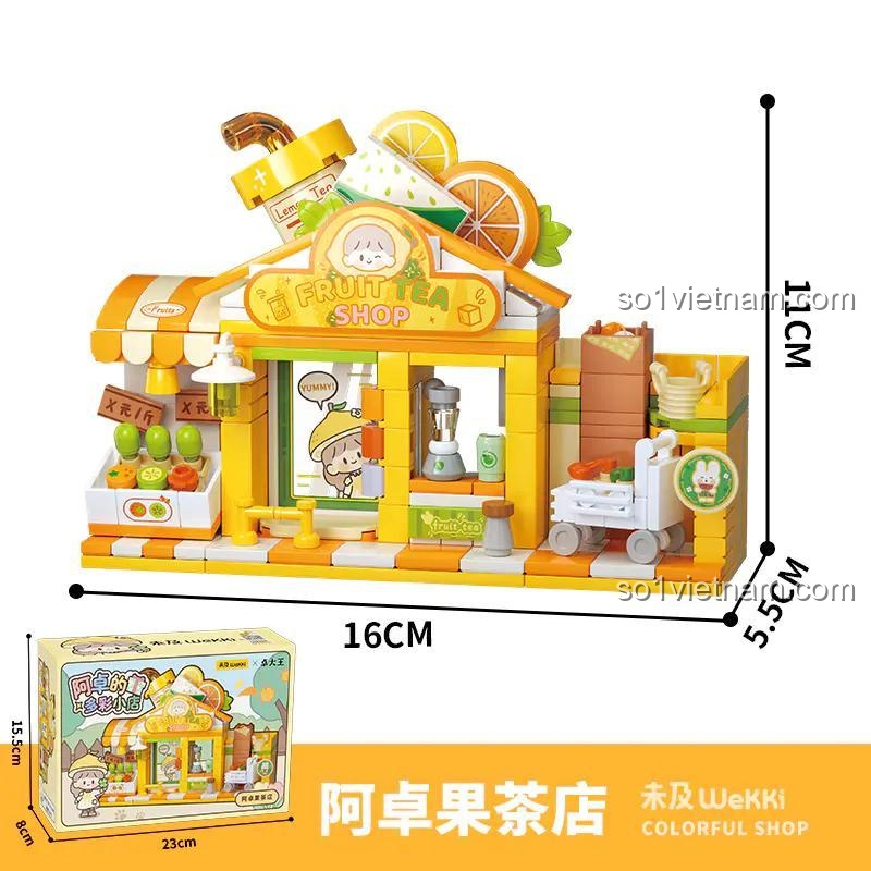 Bộ Lắp Ghép Cửa Hàng Trà Trái Cây "A Zhuo" 未及Wekki 516502 - Mô hình mini block, thế giới tí hon