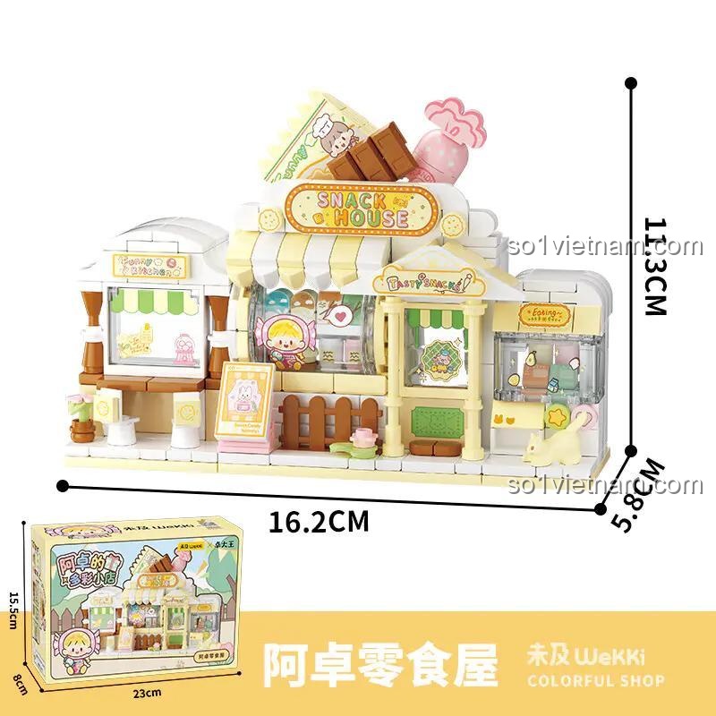 Bộ Lắp Ghép Tiệm Bánh Ngọt 未及Wekki 516503 - Kích thước hộp và mô hình, đồ chơi lắp ghép cho bé gái 8 tuổi