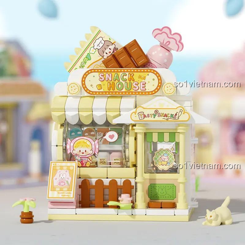 Bộ Lắp Ghép Tiệm Bánh Ngọt 未及Wekki 516503 - Mô hình cửa hàng đồ ăn vặt, đồ chơi lắp ghép cho bé gái 8 tuổi, màu sắc tươi sáng, chi tiết tinh xảo