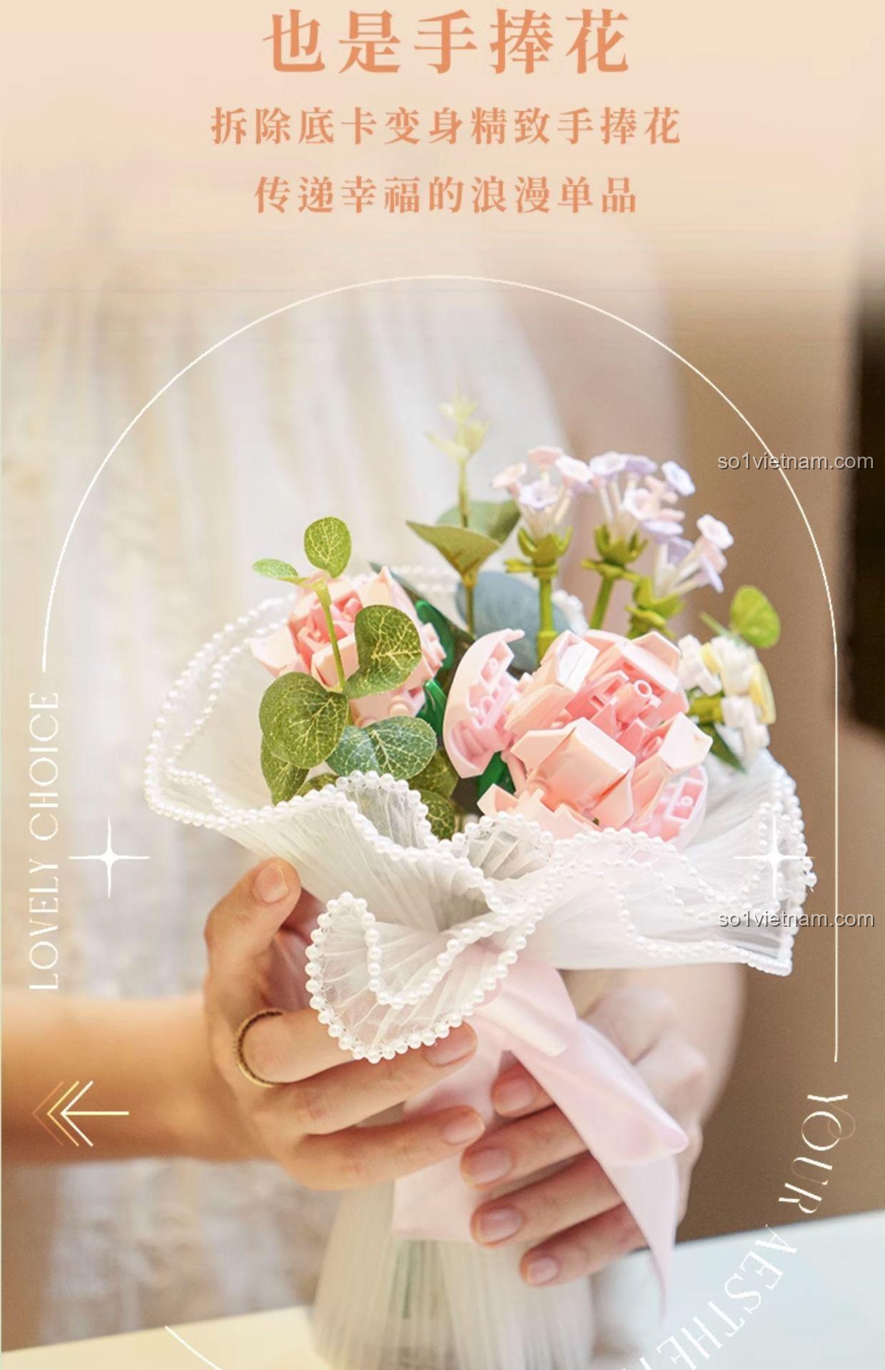 Hoa hồng lắp ráp 517201 bó hoa tình yêu Wekki quà tặng độc đáo cho con gái