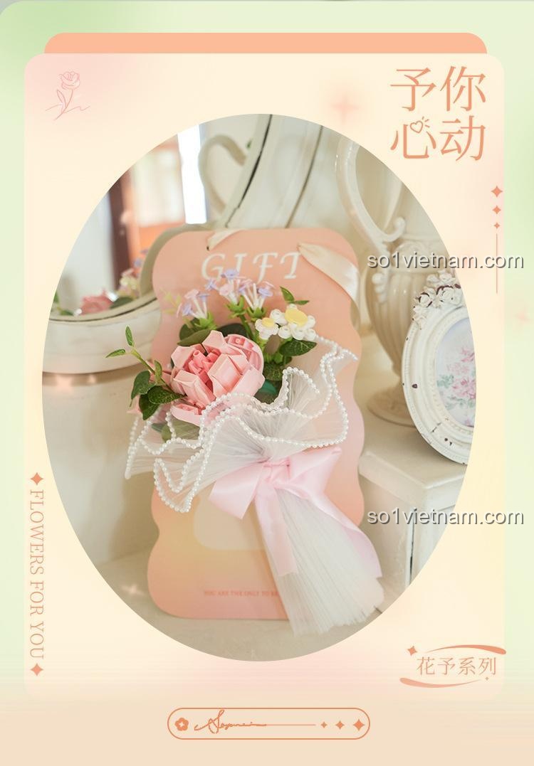 Bó hoa tình yêu Wekki 517201 hoa hồng lắp ráp cho bé gái 6 tuổi sắc hoa vĩnh cửu