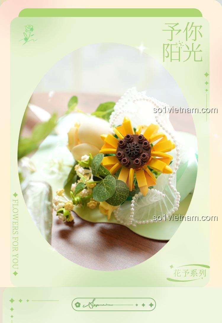 bộ đồ chơi Bó hoa trang trí Wekki 517201 hoa hướng dương xếp hình sắc hoa vĩnh cửu