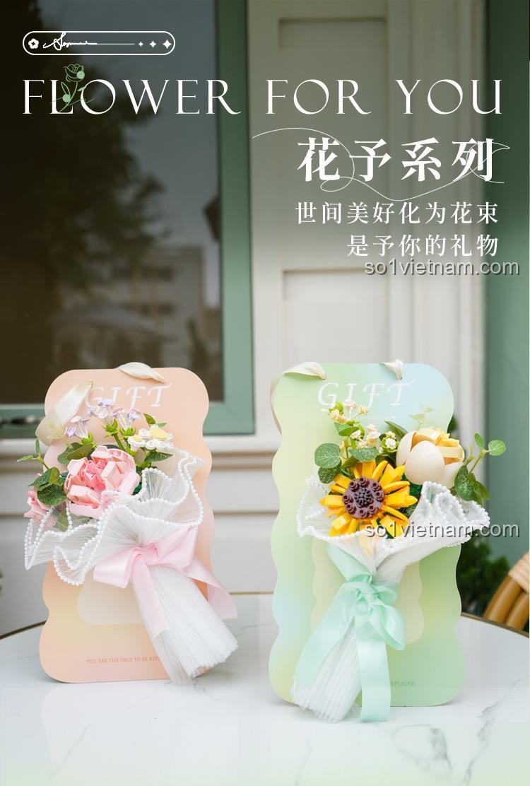 Hai bó hoa lắp ráp, đồ chơi lắp ghép Wekki, quà tặng ý nghĩa cho con gái 6 tuổi, giá tốt