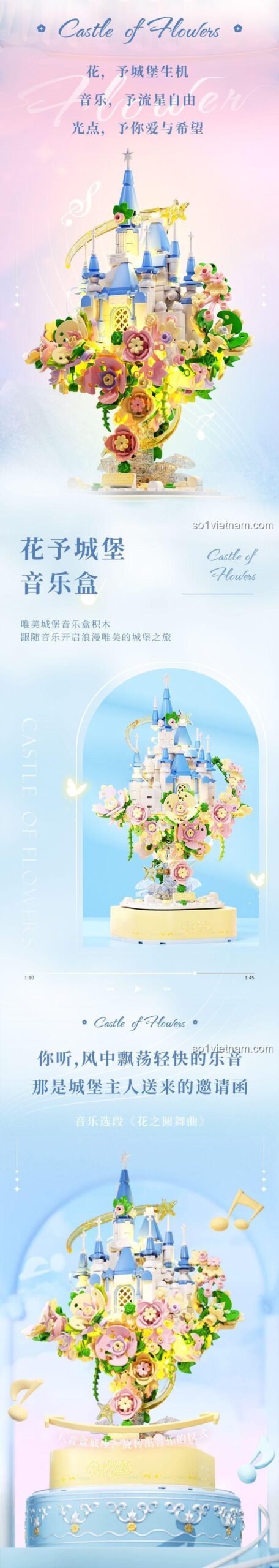 Mô hình Lâu đài Hoa Wekki 517203 với hộp nhạc