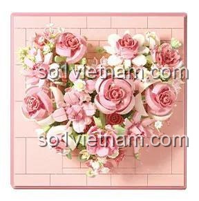 Wekki 517207 Hoa Yêu Thương mô hình hoa trái tim lắp ráp, tranh hoa hồng trái tim, đồ chơi xếp hình trang trí, màu hồng, màu đỏ, cho con gái 14 tuổi